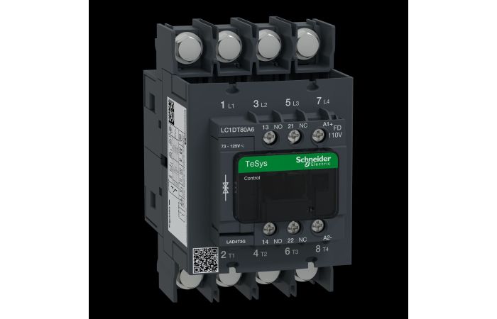 TeSys D3 kontaktorius 4P ?iediniams pajungimams AC, LC1DT80A6FD, , CONTACTORS & MOTOR PROTECTION STANDARD OFFER < 150, TESYS CONTACTORS - SCHNEIDER ELECTRIC (pavadinimas tikslinamas)