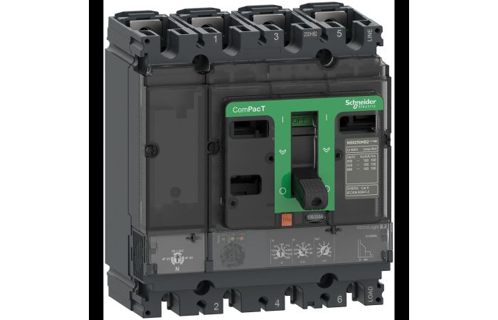 NSX250F 36kA AC 4P4D 250A 2.2, C25F42D250, LV POWER CIRCUIT BREAKERS AND SWITCHES, MCCB OPTIMUM OFFER, COMPACT NSX - SCHNEIDER ELECTRIC (pavadinimas tikslinamas)