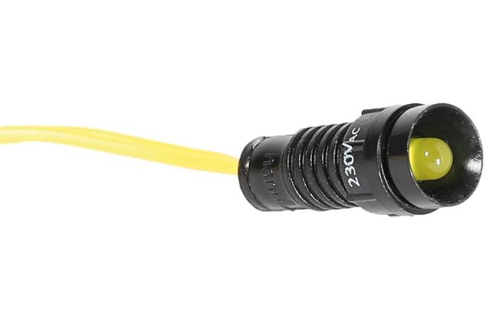 Lemputė geltona 230V AC LED su laidu D5mm LS LED 5 Y 230AC - ETI