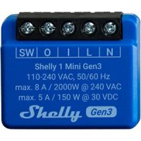 Valdiklis šviesos 150W 5A 30V DC /2000W 8A 240V AC Wi-Fi/Bluetooth Shelly Mini 1 Gen3 - SHELLY