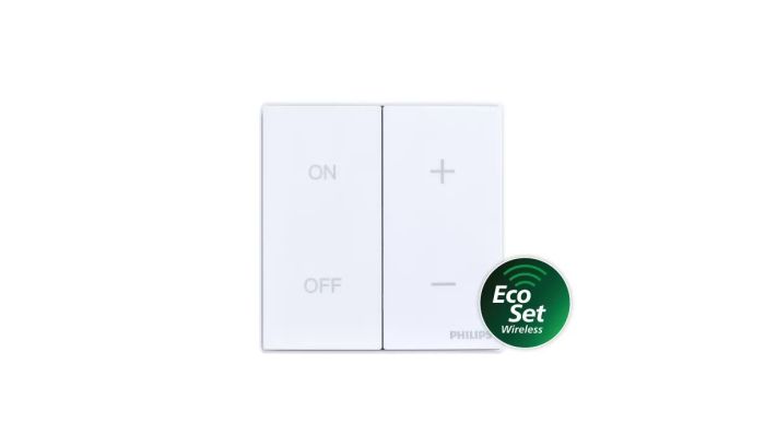 Jungiklis p/t dvigubas bevielis 88x86mm H-15mm baltas EcoSet BLE Ledinaire panel - PHILIPS