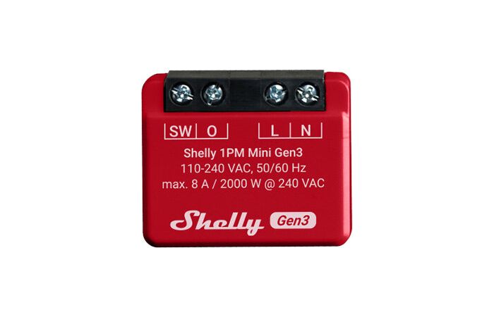 Valdiklis šviesos 2000W 8A 240V AC Wi-Fi/Bluetooth Shelly Mini 1PM Gen3 - SHELLY