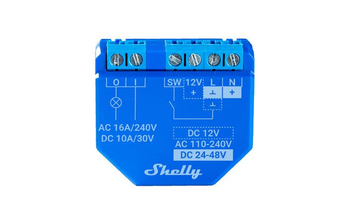 Valdiklis šviesos 10A 30V DC/16A 240V AC Wi-Fi/Bluetooth Shelly Plus 1 - SHELLY