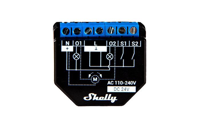 Valdiklis šviesos 24V DC/110-240V AC Wi-Fi/Bluetooth Shelly Plus 2PM - SHELLY