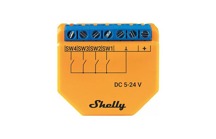 Valdiklis šviesos 5-24V DC Wi-Fi/Bluetooth Shelly Plus I4 DC - SHELLY