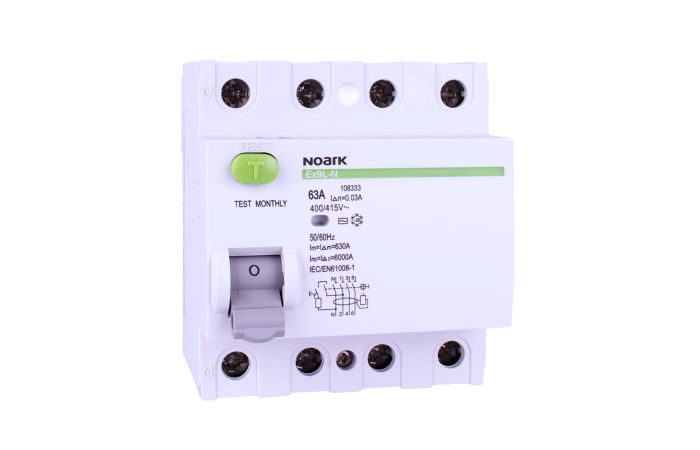 Relė srovės nuotėkio RCCB 4P 40A 30mA AC-tipas Ex9L-N 4P 40A 30mA - NOARK