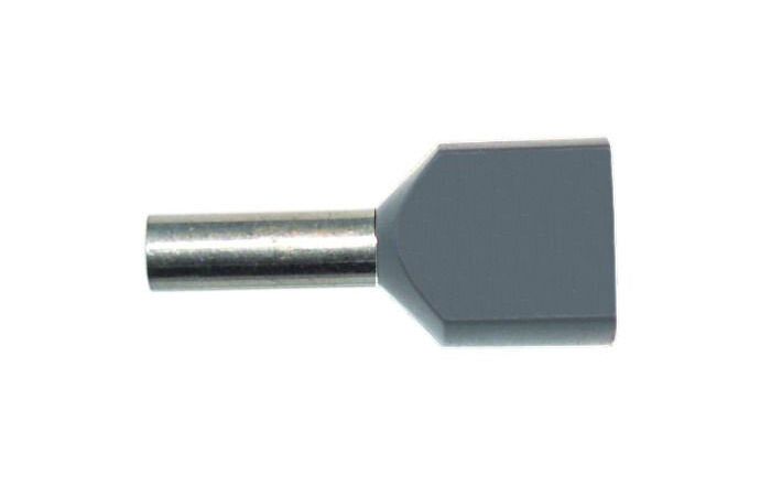 Antgalis dvigubas gilzinis izoliuotas 2x0.75mm2 Cu pilkas L-8mm PAEH [500] - PROTEC