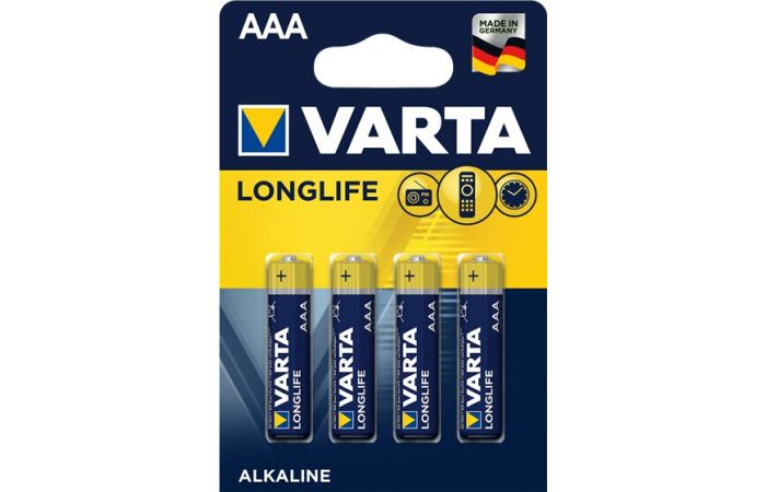 Elementas galvaninis šarminis LR03 AAA 1.5V LONGLIFE [pak. po 4 vnt.] - VARTA