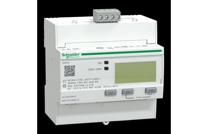 Skaitiklis elektros energijos 3F 5A netiesioginis 4 tarifai Modbus 5 modulių iEM3250 - SCHNEIDER ELECTRIC