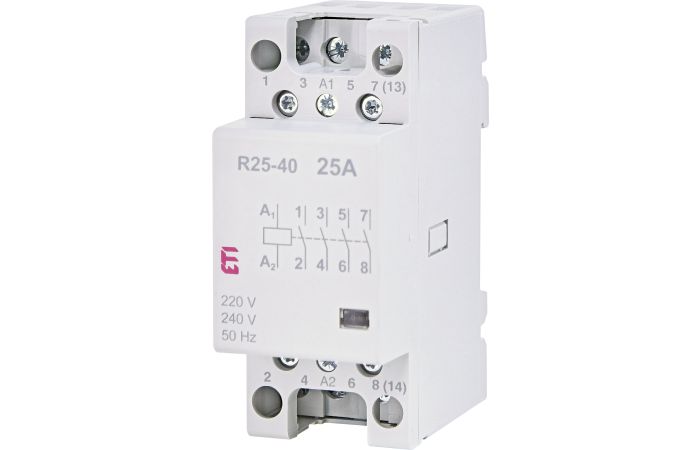 Kontaktorius 4P 25A 230V AC 4no 2 modulių R25-40 230V - ETI