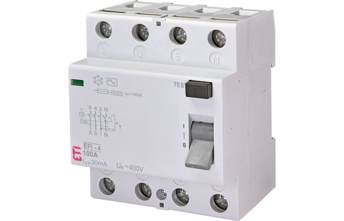 Relė srovės nuotėkio RCCB 4P 100A 30mA AC-tipas EFI-4 AC 100/0.03 - ETI