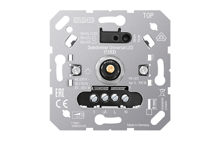 Reguliatorius šviesos p/t universalus kaitrinei 420W ir LED lempai 3-100W - JUNG