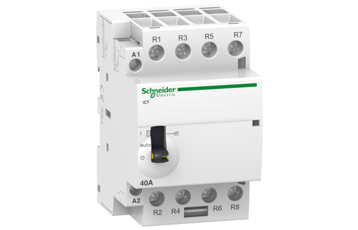 Kontaktorius 4P 63A 230V AC 4no 3 modulių su rankiniu valdikliu iCT63A Acti9 - SCHNEIDER ELECTRIC