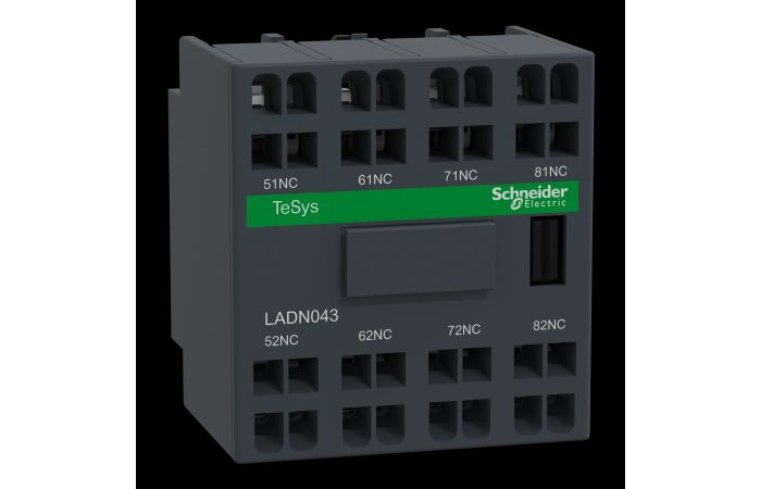 TeSys papildomu kontaktu blokas.4 N/C.Momentinis.Sp, LADN043, , CONTACTORS & MOTOR PROTECTION STANDARD OFFER < 150, TESYS CONTACTORS - SCHNEIDER ELECTRIC (pavadinimas tikslinamas)