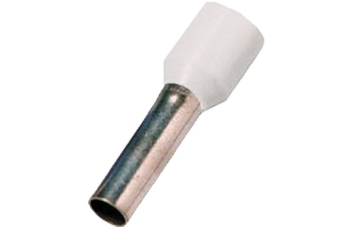 Antgalis gilzinis izoliuotas 0.5mm2 Cu baltas L-8mm DIN 46228 ICIAE058 [100] - INTERCABLE