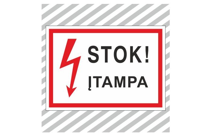 Ženklas užrašas STOK! ĮTAMPA 210x280mm plastikas EL/05 - SAUGOS ŽENKLAI