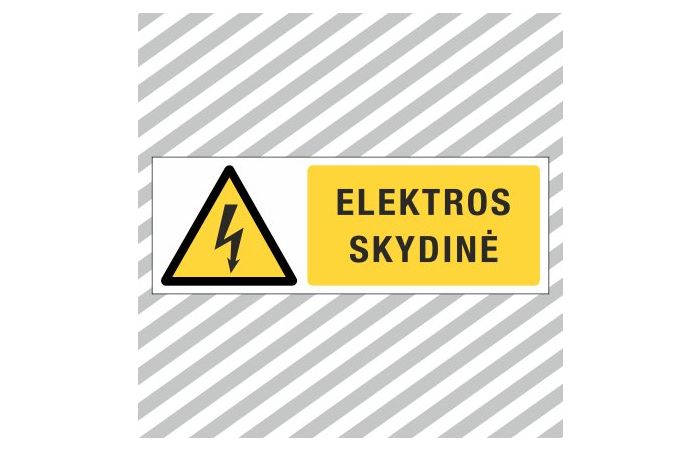 Ženklas užrašas ELEKTROS SKYDINĖ 100x300mm lipdukas EL/19 - SAUGOS ŽENKLAI