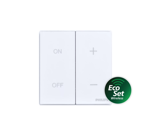 Jungiklis p/t dvigubas bevielis 88x86mm H-15mm baltas EcoSet BLE Ledinaire panel - PHILIPS