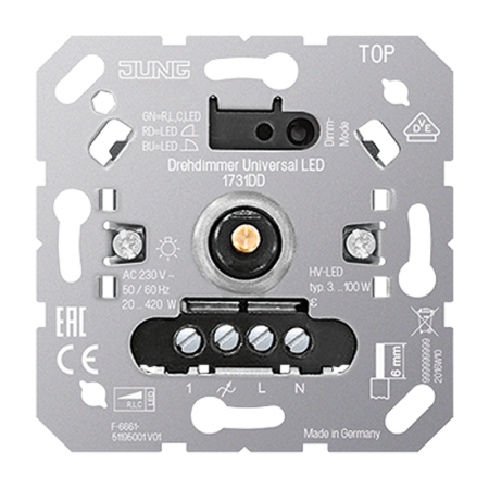 Reguliatorius šviesos p/t universalus kaitrinei 420W ir LED lempai 3-100W - JUNG