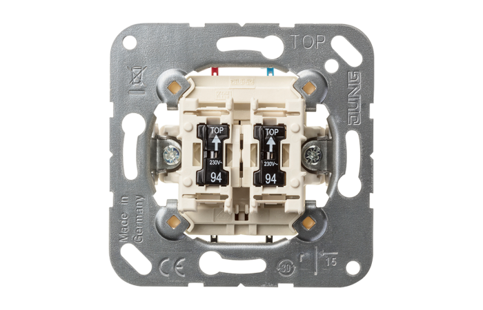 Jungiklis dvigubas su apšvietimu kontrolinis 10A 250V - JUNG